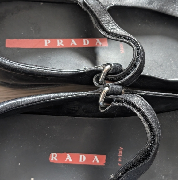 Vintage Prada Sport | Y2K Black Leather Mary Jane Driving Flats Shoes - Picture 3 of 10